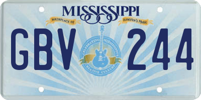 MS license plate GBV244