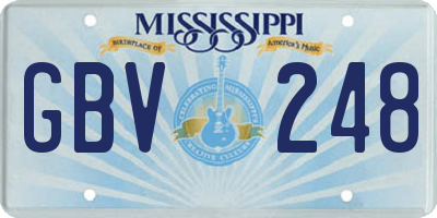 MS license plate GBV248