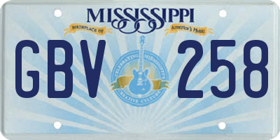 MS license plate GBV258