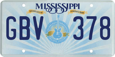 MS license plate GBV378