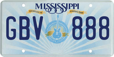 MS license plate GBV888