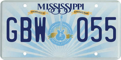 MS license plate GBW055