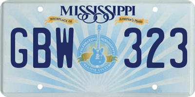 MS license plate GBW323