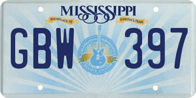 MS license plate GBW397