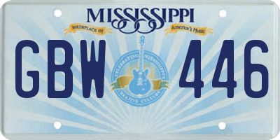 MS license plate GBW446
