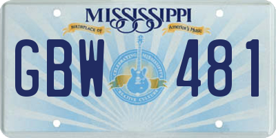 MS license plate GBW481
