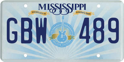 MS license plate GBW489