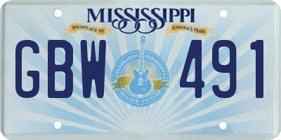 MS license plate GBW491