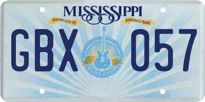 MS license plate GBX057