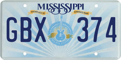 MS license plate GBX374