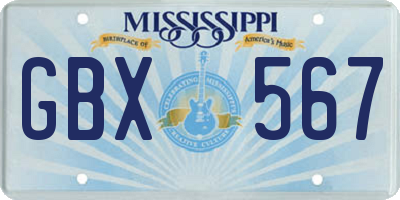 MS license plate GBX567