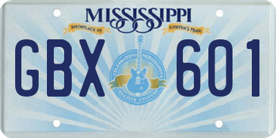 MS license plate GBX601