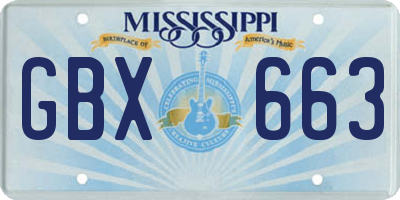 MS license plate GBX663