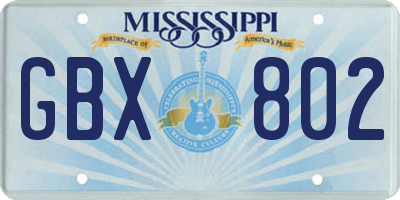 MS license plate GBX802