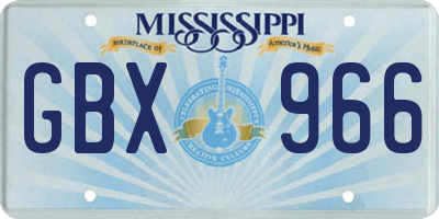 MS license plate GBX966