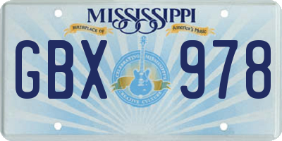 MS license plate GBX978