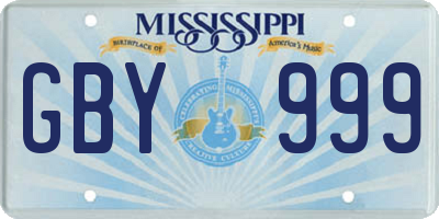 MS license plate GBY999