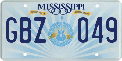 MS license plate GBZ049