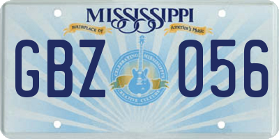 MS license plate GBZ056