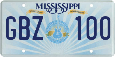 MS license plate GBZ100