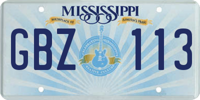 MS license plate GBZ113