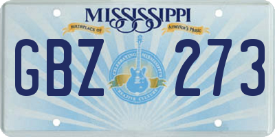 MS license plate GBZ273