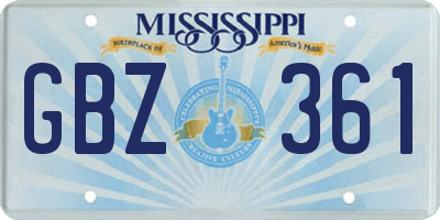 MS license plate GBZ361