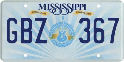MS license plate GBZ367