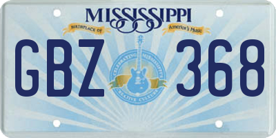 MS license plate GBZ368