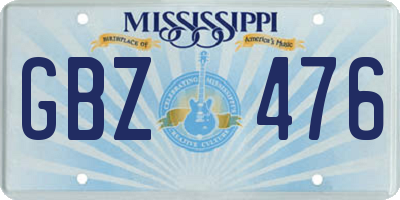 MS license plate GBZ476