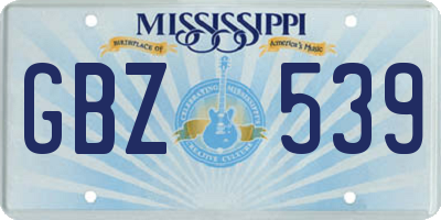 MS license plate GBZ539