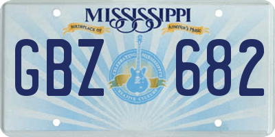 MS license plate GBZ682
