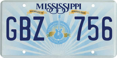 MS license plate GBZ756