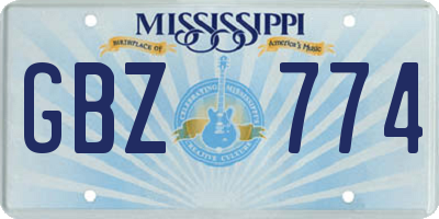MS license plate GBZ774