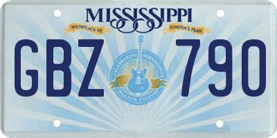 MS license plate GBZ790