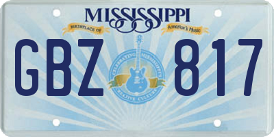 MS license plate GBZ817