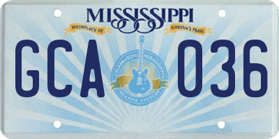 MS license plate GCA036