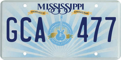 MS license plate GCA477
