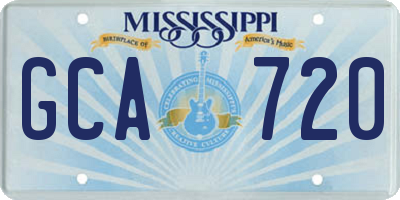 MS license plate GCA720