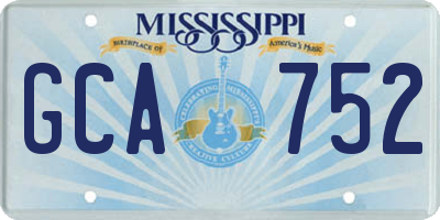 MS license plate GCA752