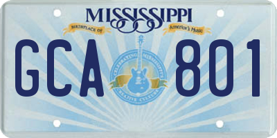 MS license plate GCA801