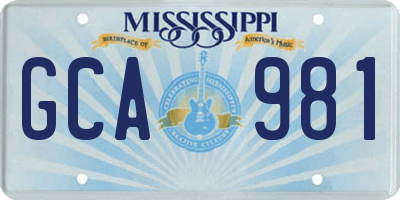 MS license plate GCA981