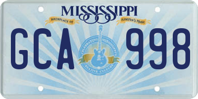 MS license plate GCA998