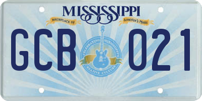 MS license plate GCB021