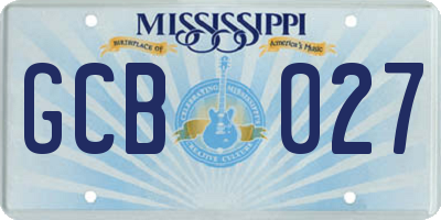 MS license plate GCB027