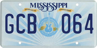 MS license plate GCB064