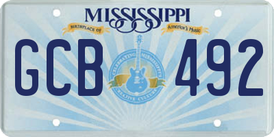 MS license plate GCB492