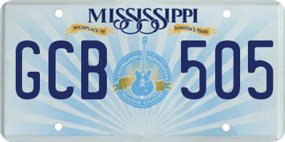 MS license plate GCB505