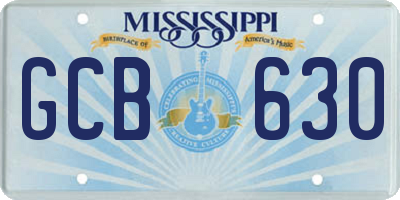 MS license plate GCB630