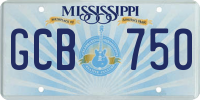 MS license plate GCB750